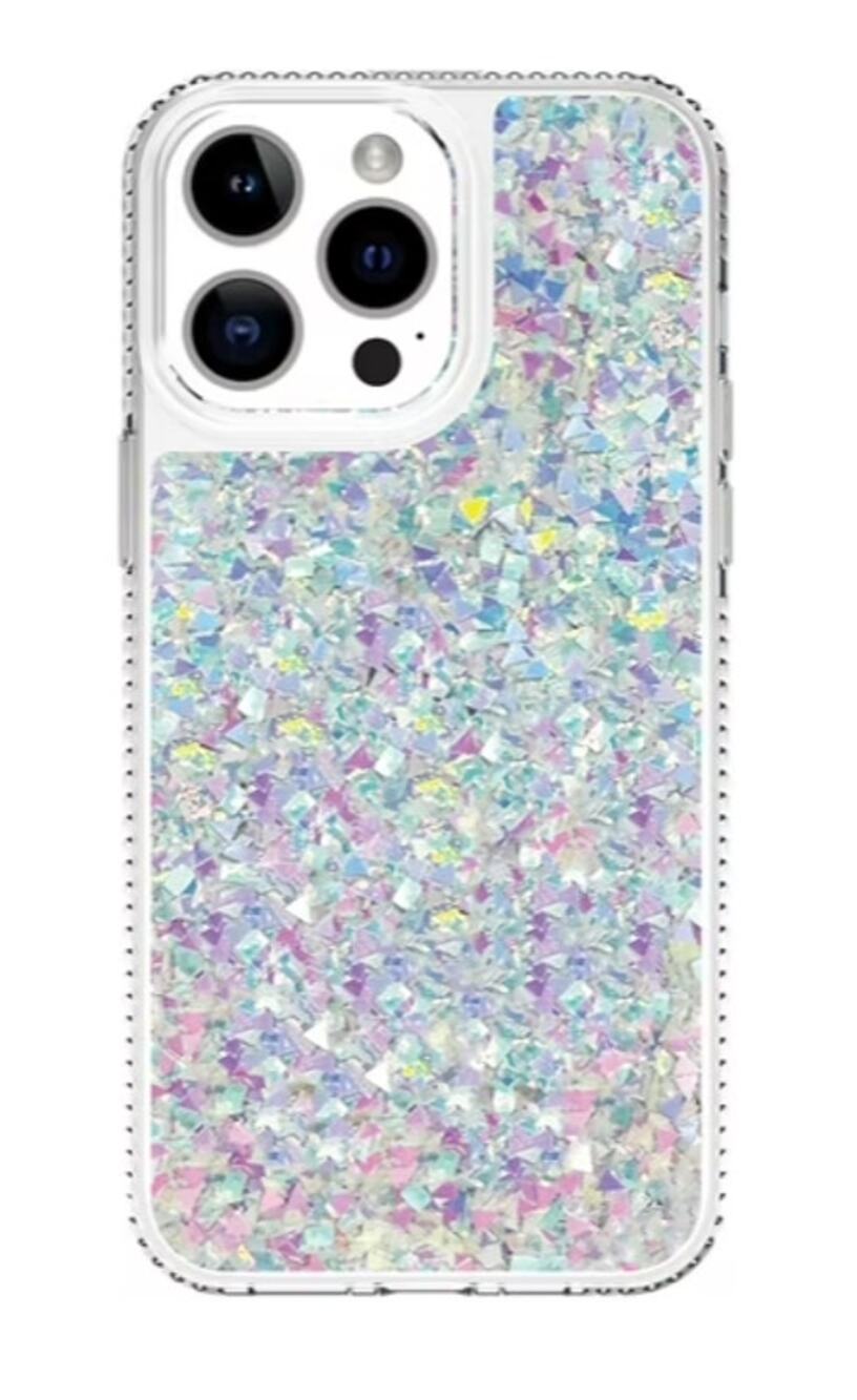onn. Phone Case for iPhone 14 Pro Max Iridescent Glitter Fleck